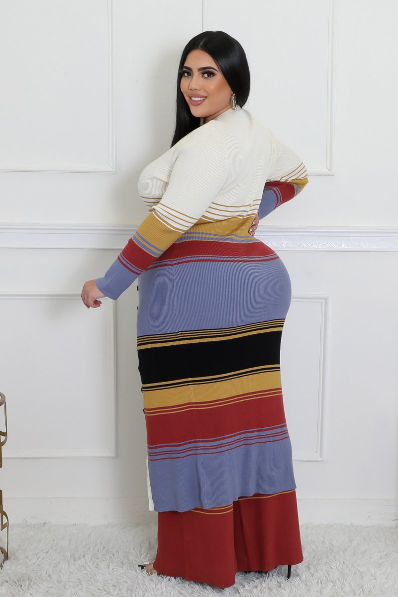 Plus Size Striped Born With It Pants Set