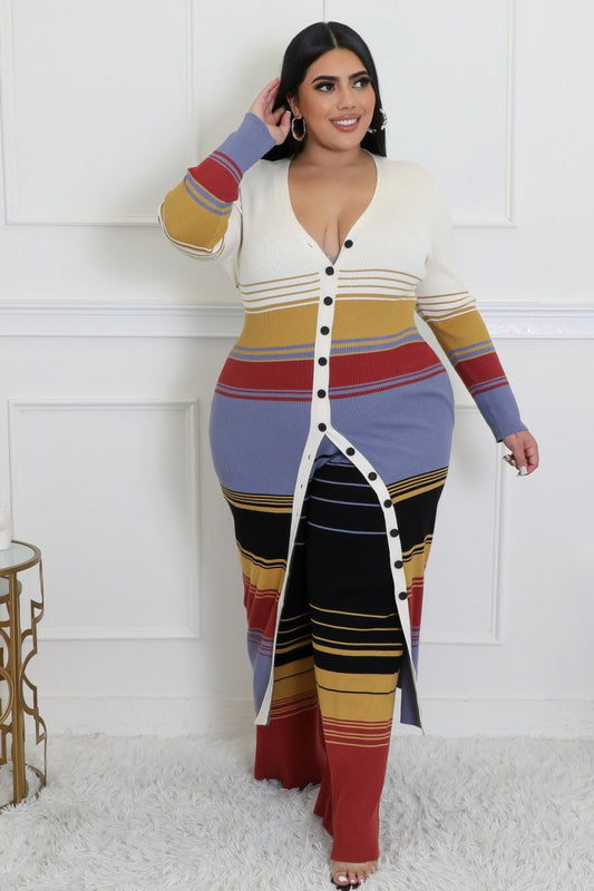 Plus Size Striped Born With It Pants Set